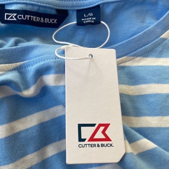 NWT Cutter & Buck Blue & White 3/4 sleeve Top Large - Picture 5 of 7